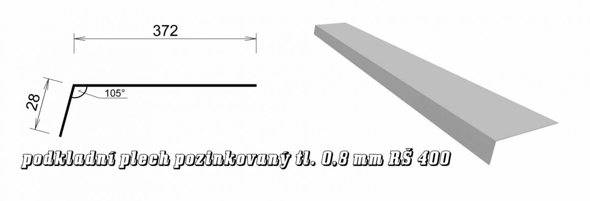 Podkladní plech pozinkovaný - 0,80 mm var. C (15C / 6,4 kg)